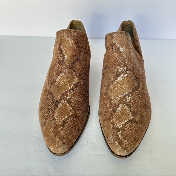 Naturalizer Belinda Tan Suede Snakeskin Pointed Toe Ankle Booties Loafers 8.5 - Picture 2 of 9